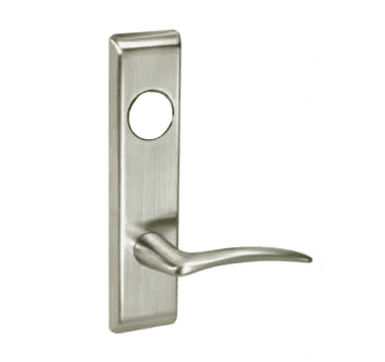 ARCN8867FL-619-LH-LC Yale 8800FL Series Less Cylinder with Deadbolt Mortise Dormitory or Exit Lock with Indicator with Arcadia Lever - Left-Handed in Satin Nickel