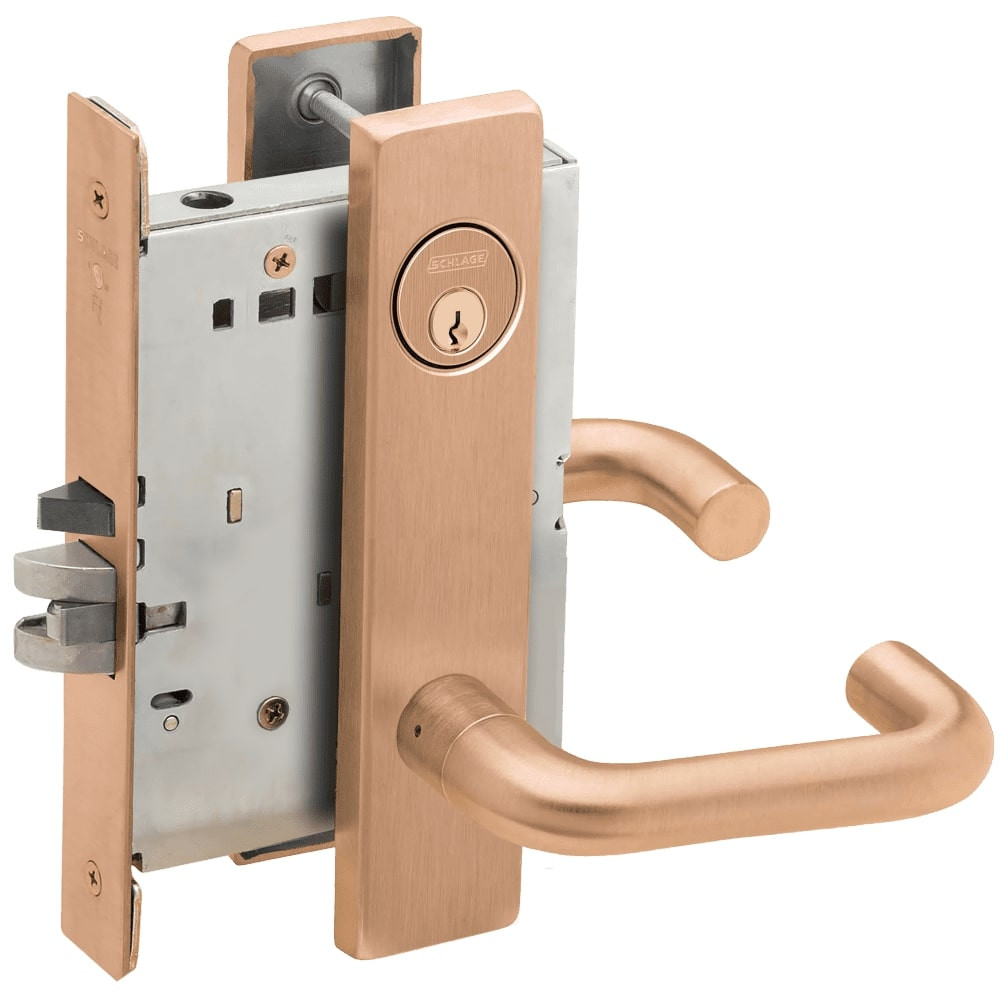 L9070P-03L-612 Schlage L Series Classroom Commercial - Request to Exit Mortise Lock with 03 Cast Lever Design in Satin Bronze