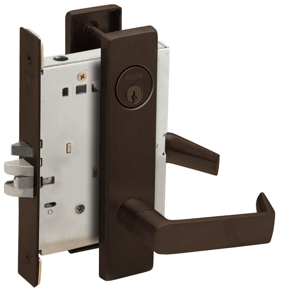 L9070P-06L-613 Schlage L Series Classroom Commercial - Request to Exit Mortise Lock with 06 Cast Lever Design in Oil Rubbed Bronze