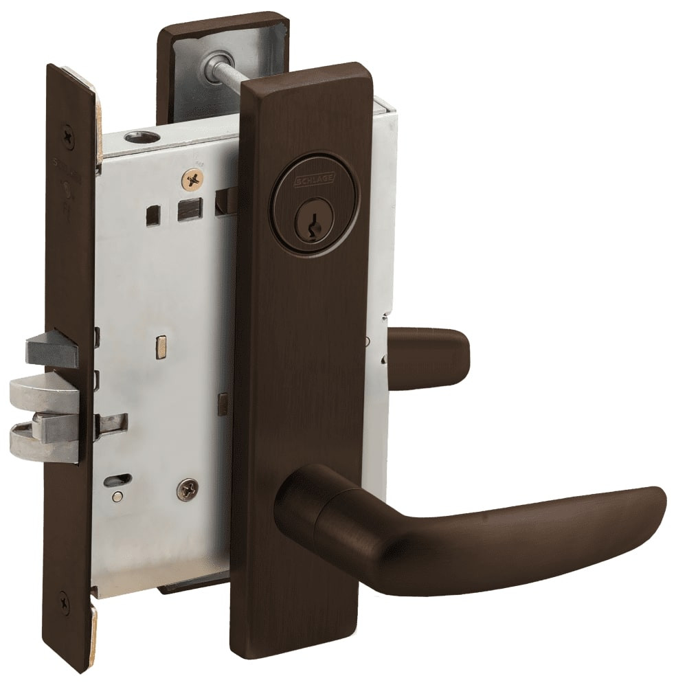 L9070P-07L-613 Schlage L Series Classroom Commercial - Request to Exit Mortise Lock with 07 Cast Lever Design in Oil Rubbed Bronze