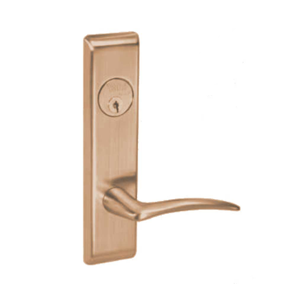 ARCN8867FL-612-LH-ICLC Yale 8800FL Series Single Cylinder with Deadbolt Mortise Dormitory or Exit Lock with Indicator with Arcadia Lever - Left-Handed Lock Prepped LFIC in Satin Bronze