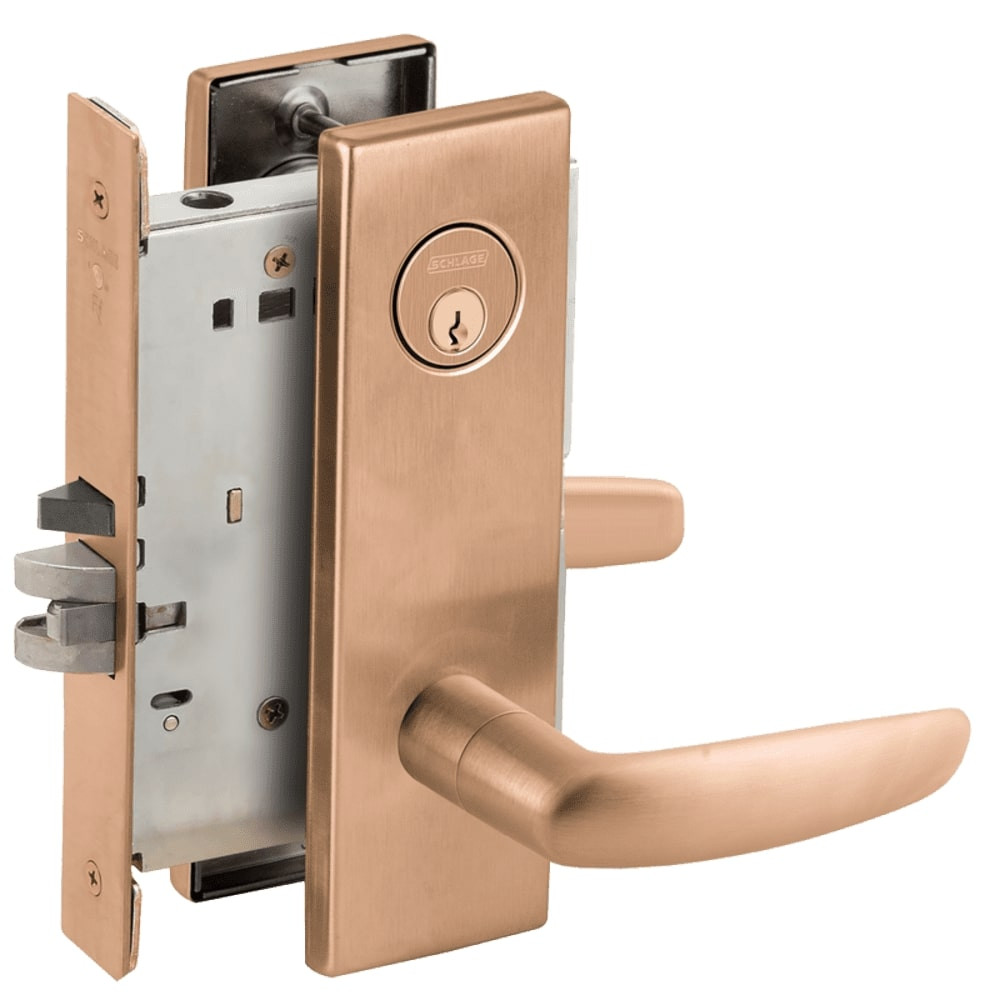 L9070P-07N-612-LX Schlage L Series Classroom Commercial - Latchbolt Monitor Mortise Lock with 07 Cast Lever Design in Satin Bronze