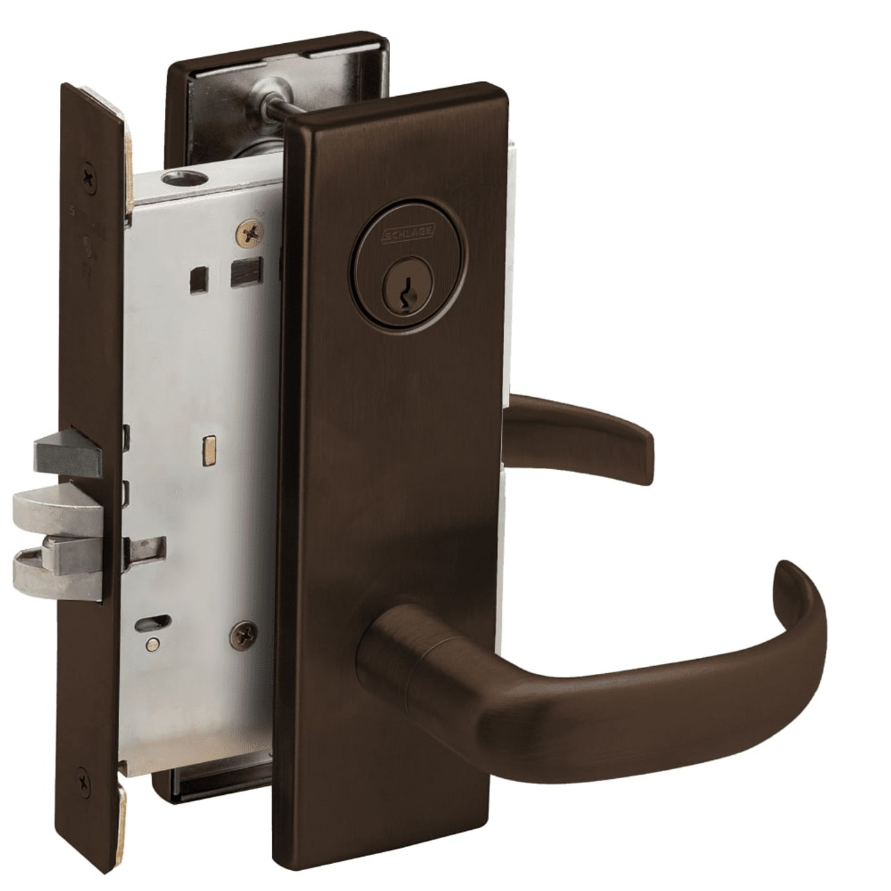 L9070P-17N-613-LX Schlage L Series Classroom Commercial - Latchbolt Monitor Mortise Lock with 17 Cast Lever Design in Oil Rubbed Bronze