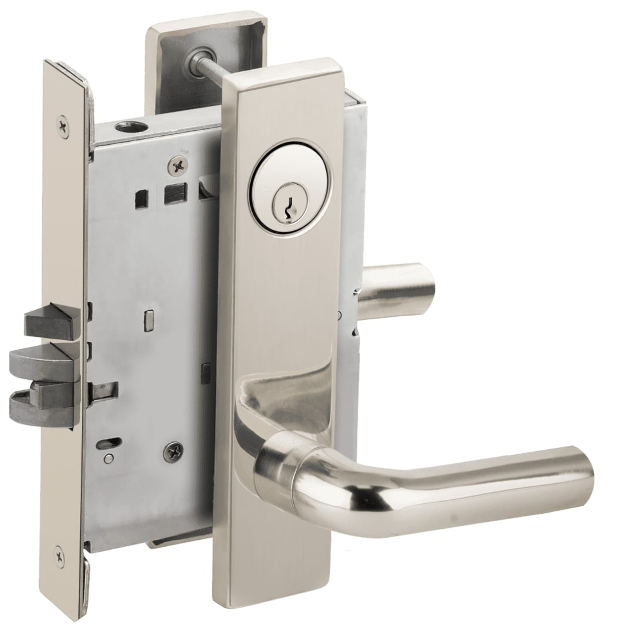 L9070P-02L-625-LX Schlage L Series Classroom Commercial - Latchbolt Monitor Mortise Lock with 02 Cast Lever Design in Bright Chrome