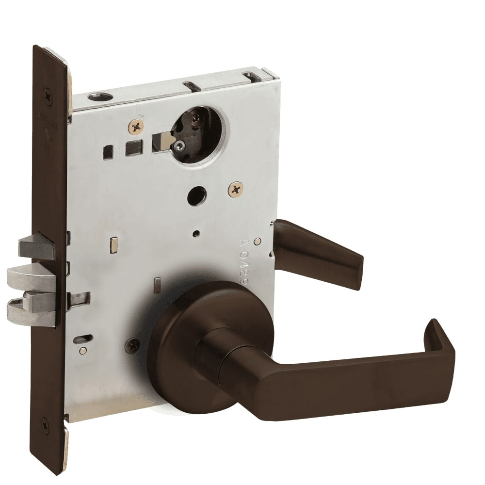 L9070L-06B-613-RX Schlage L Series Less Cylinder Classroom Commercial - Request to Exit Mortise Lock with 06 Cast Lever Design in Oil Rubbed Bronze