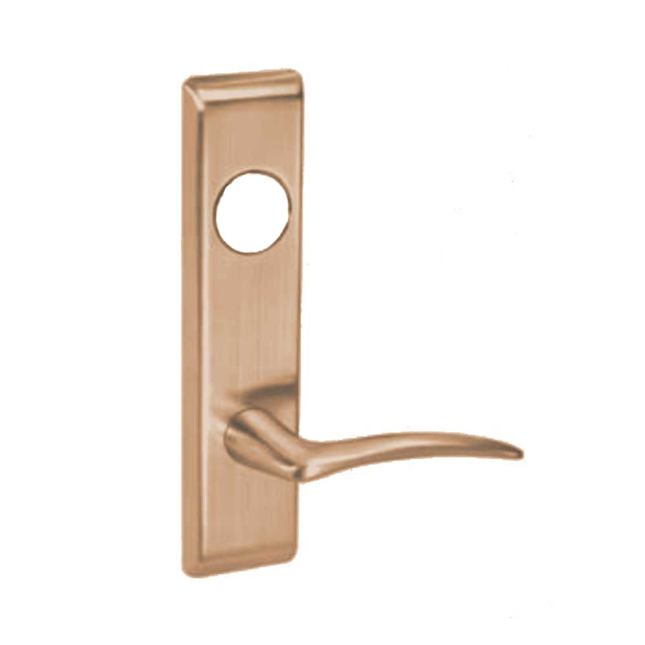 ARCN8860-2FL-612-LH-LC Yale 8800FL Series Less Cylinder with Deadbolt Mortise Entrance or Storeroom Lock with Indicator with Arcadia Lever - Left Handed in Satin Bronze