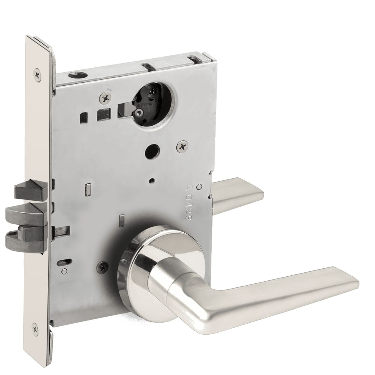L9070L-05A-625-LX Schlage L Series Less Cylinder Classroom Commercial - Latchbolt Monitor Mortise Lock with 05 Cast Lever Design in Bright Chrome