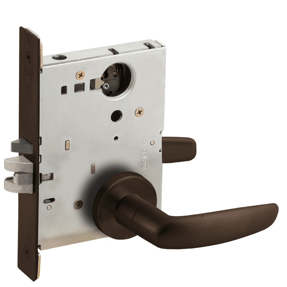 L9070L-07A-613-LX Schlage L Series Less Cylinder Classroom Commercial - Latchbolt Monitor Mortise Lock with 07 Cast Lever Design in Oil Rubbed Bronze