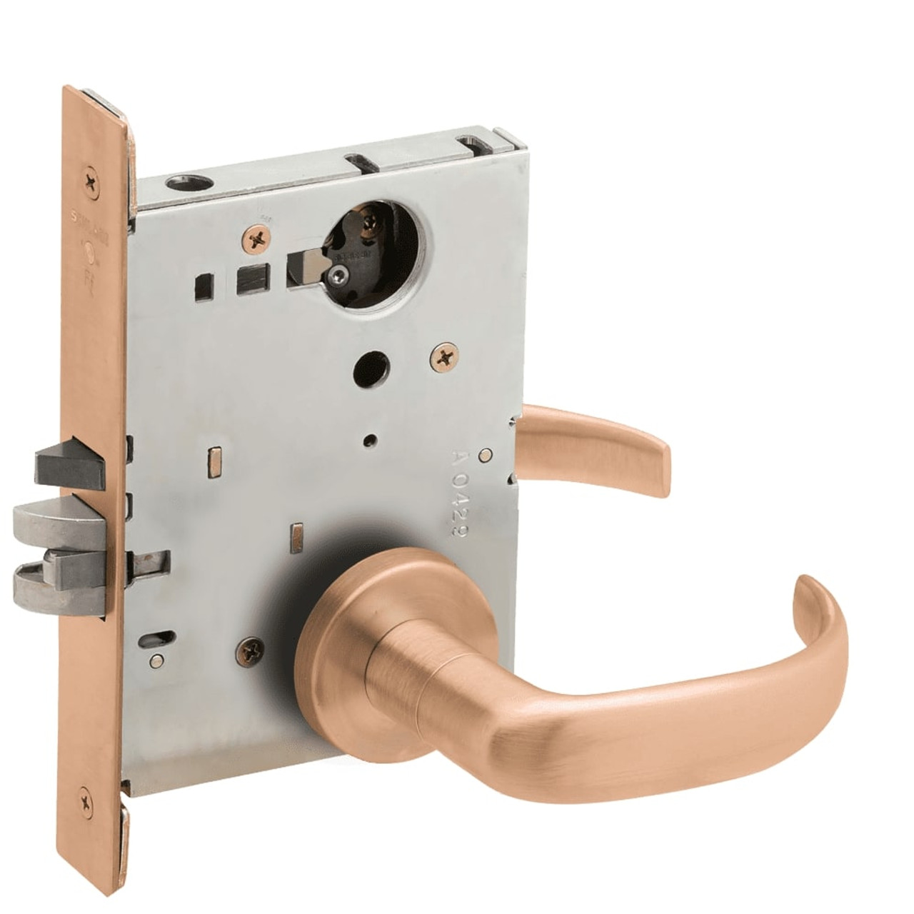 L9070L-17A-612-LX Schlage L Series Less Cylinder Classroom Commercial - Latchbolt Monitor Mortise Lock with 17 Cast Lever Design in Satin Bronze