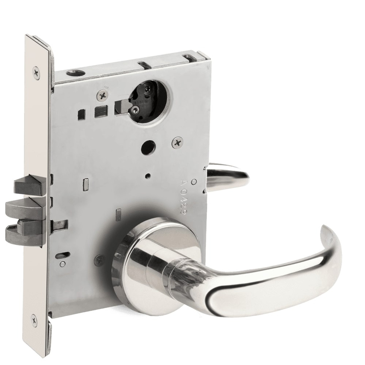L9070L-17B-625-LX Schlage L Series Less Cylinder Classroom Commercial - Latchbolt Monitor Mortise Lock with 17 Cast Lever Design in Bright Chrome