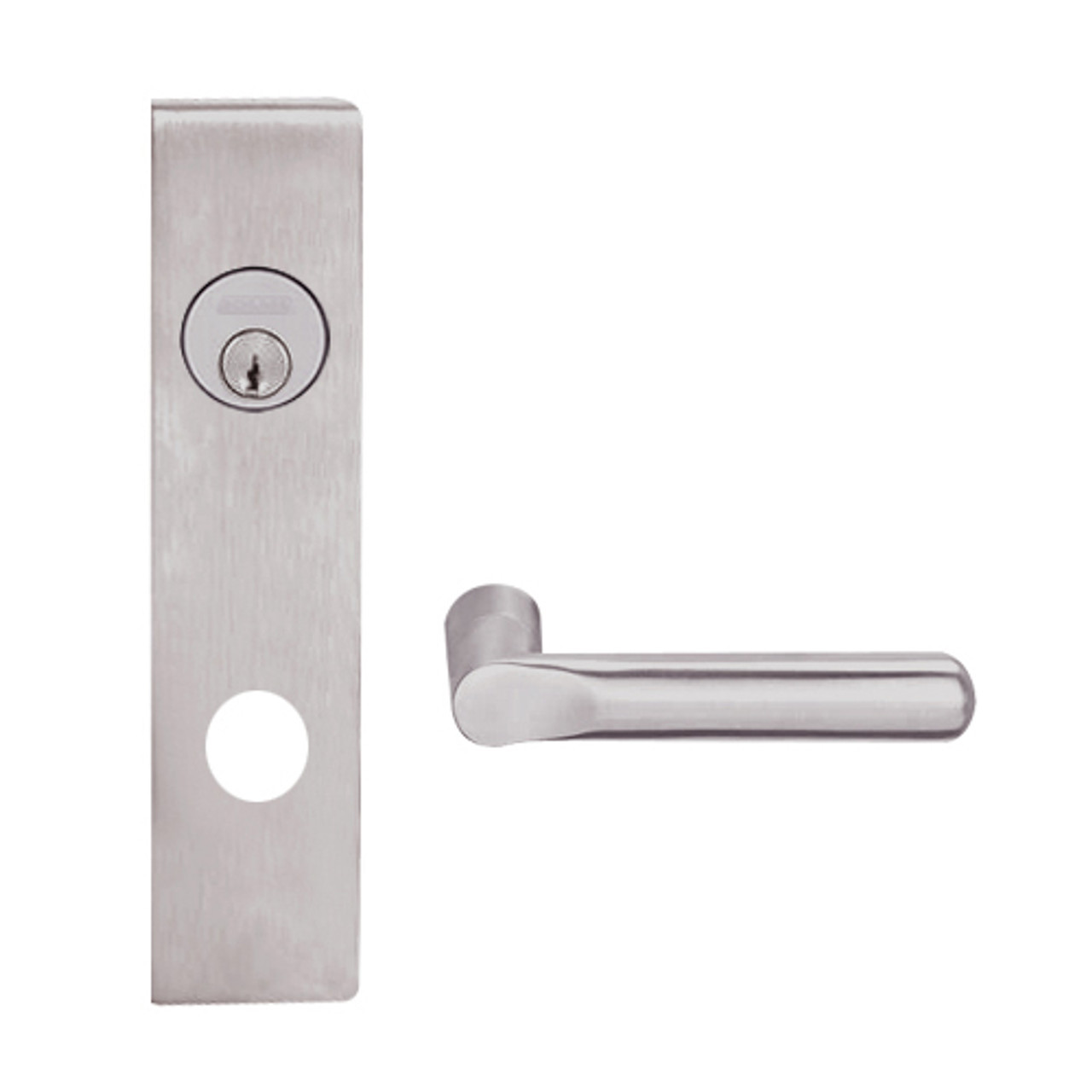 L9070L-18L-630-RX Schlage L Series Less Cylinder Classroom Commercial - Request to Exit Mortise Lock with 18 Cast Lever Design in Satin Stainless Steel