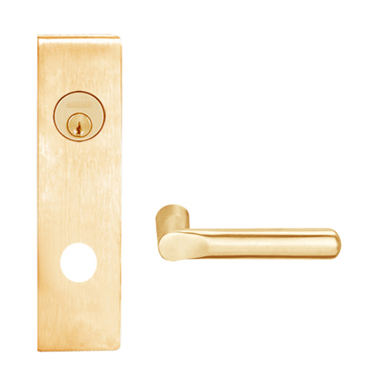 L9070L-18N-612-LX Schlage L Series Less Cylinder Classroom Commercial - Latchbolt Monitor Mortise Lock with 18 Cast Lever Design in Satin Bronze