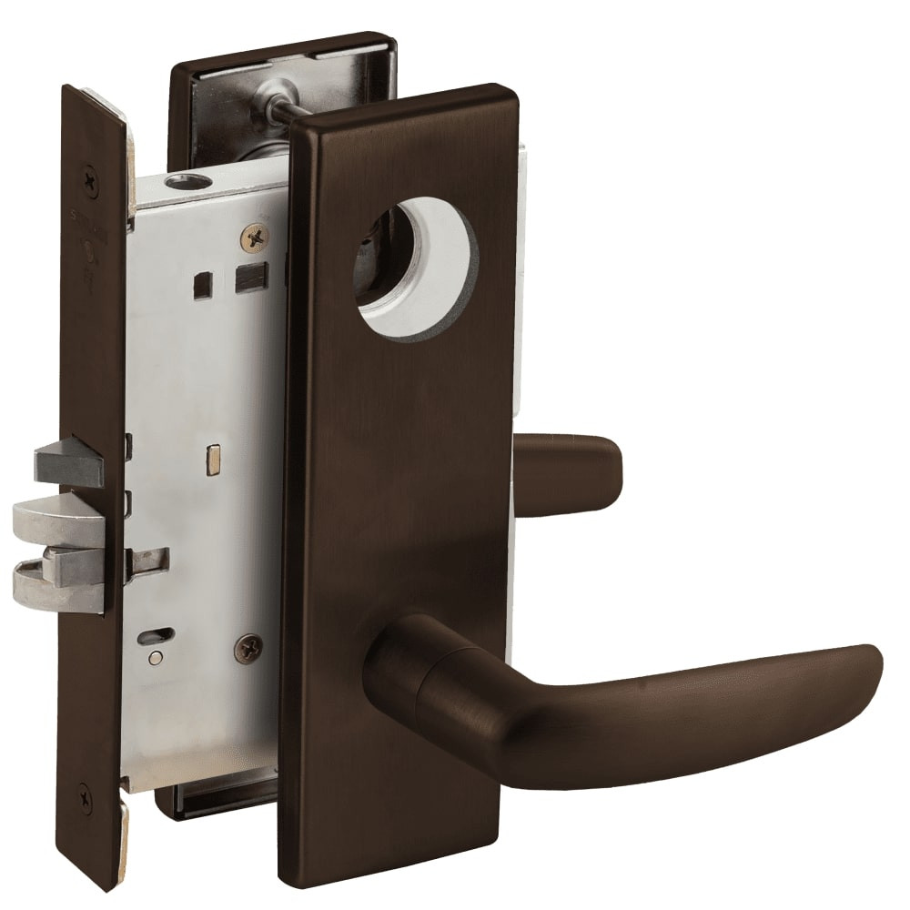 L9070L-07N-613-LX Schlage L Series Less Cylinder Classroom Commercial - Latchbolt Monitor Mortise Lock with 07 Cast Lever Design in Oil Rubbed Bronze