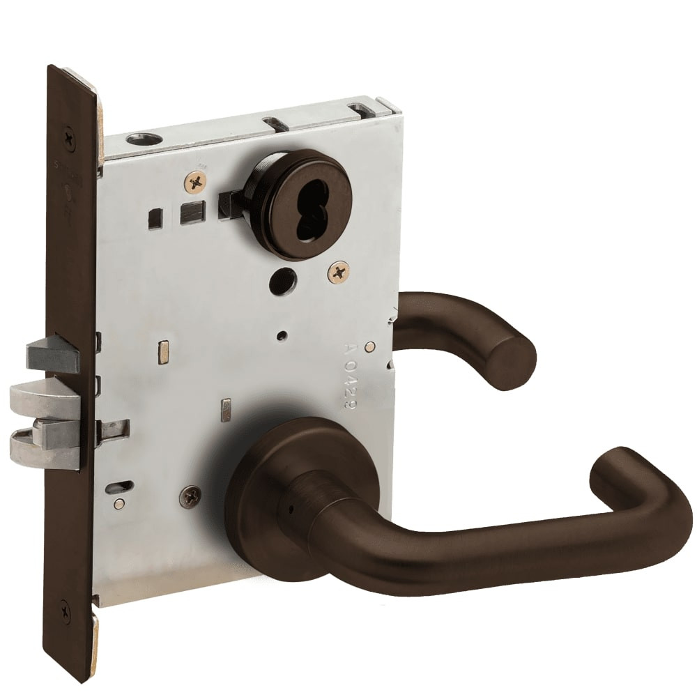 L9070J-03A-613-LX Schlage L Series Classroom Commercial - Latchbolt Monitor Mortise Lock with 03 Cast Lever Design Prepped for FSIC in Oil Rubbed Bronze