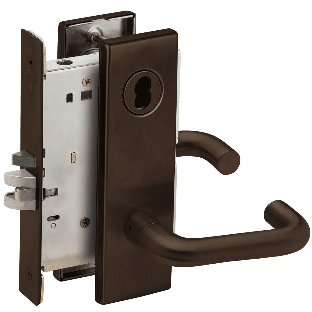 L9070J-03N-613-RX Schlage L Series Classroom Commercial - Request to Exit Mortise Lock with 03 Cast Lever Design Prepped for FSIC in Oil Rubbed Bronze