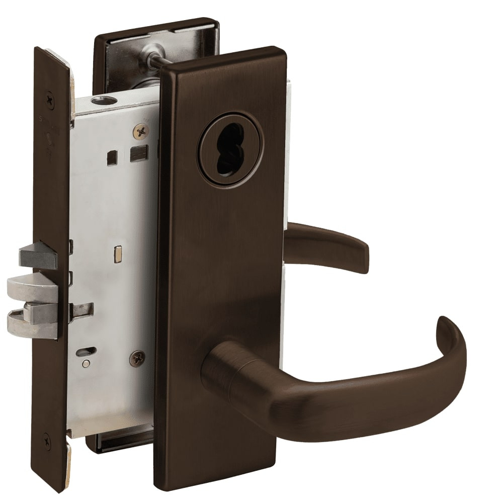 L9070J-17N-613-RX Schlage L Series Classroom Commercial - Request to Exit Mortise Lock with 17 Cast Lever Design Prepped for FSIC in Oil Rubbed Bronze