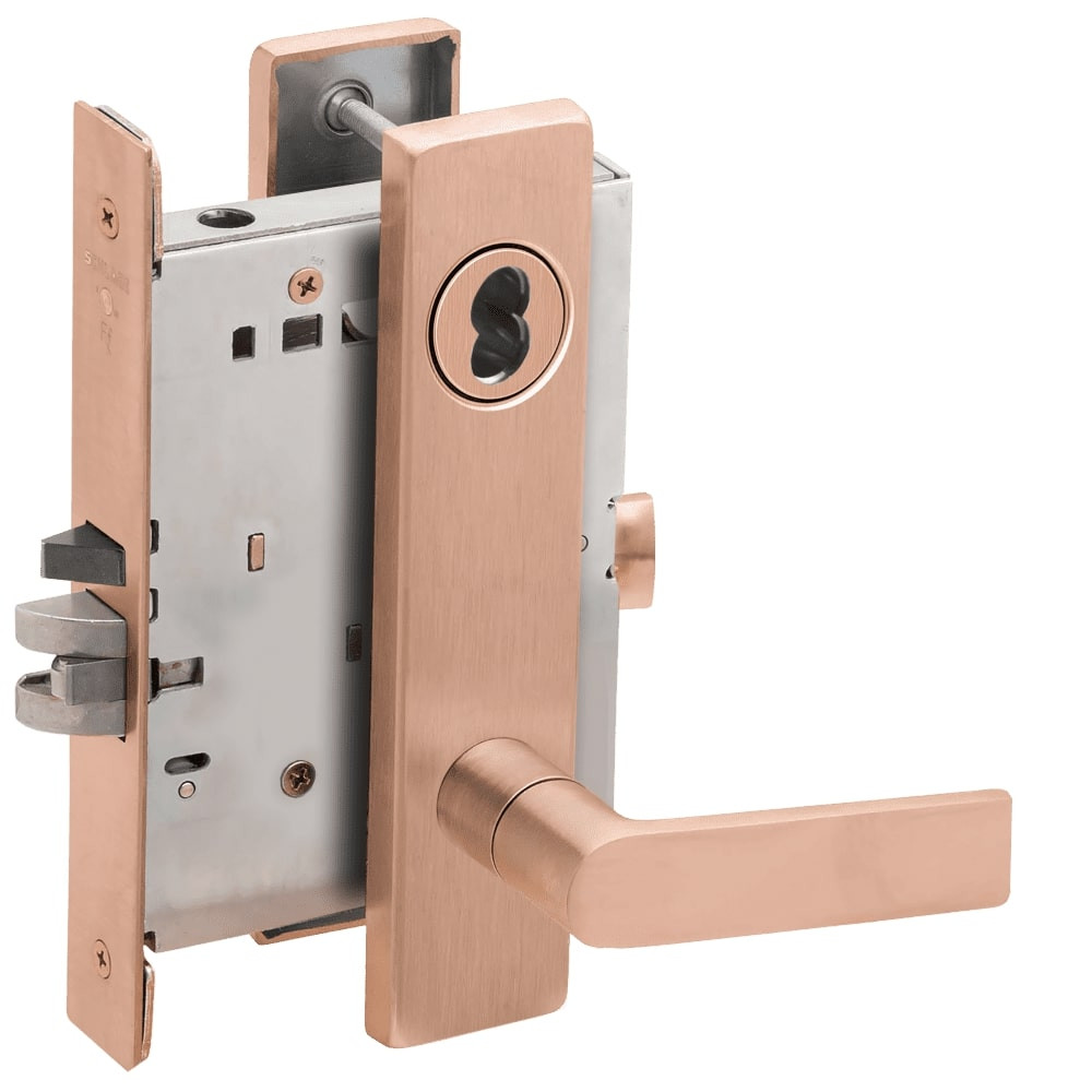 L9070J-01L-612-LX Schlage L Series Classroom Commercial - Latchbolt Monitor Mortise Lock with 01 Cast Lever Design Prepped for FSIC in Satin Bronze