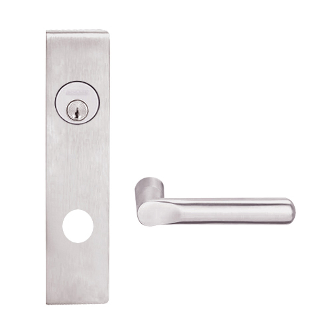 L9076P-18L-629 Schlage L Series Classroom Holdback Mortise Lock with 18 Cast Lever Design in Bright Stainless Steel