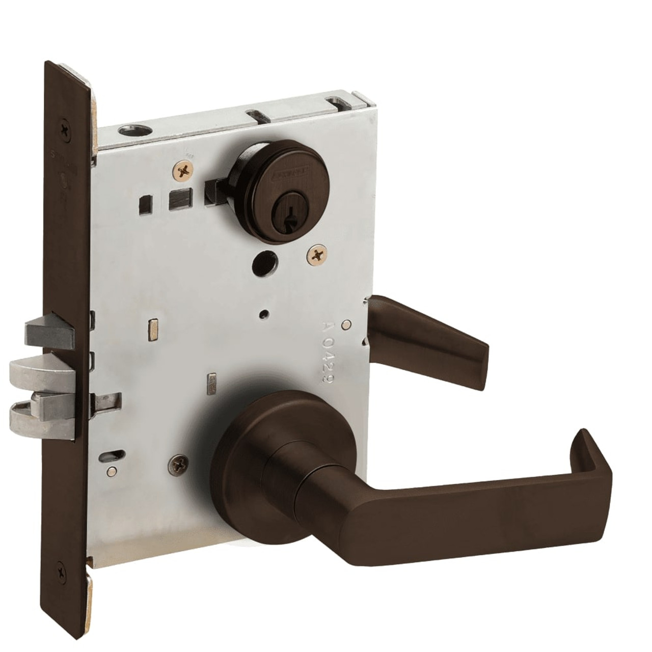 L9076P-06A-613-RX Schlage L Series Classroom Holdback - Request to Exit Mortise Lock with 06 Cast Lever Design in Oil Rubbed Bronze