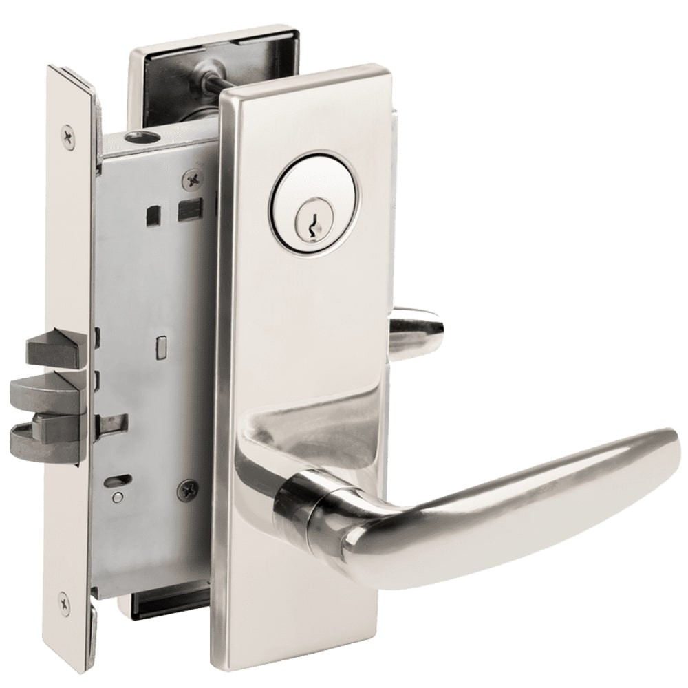 L9076P-07N-625 Schlage L Series Classroom Holdback - Request to Exit Mortise Lock with 07 Cast Lever Design in Bright Chrome