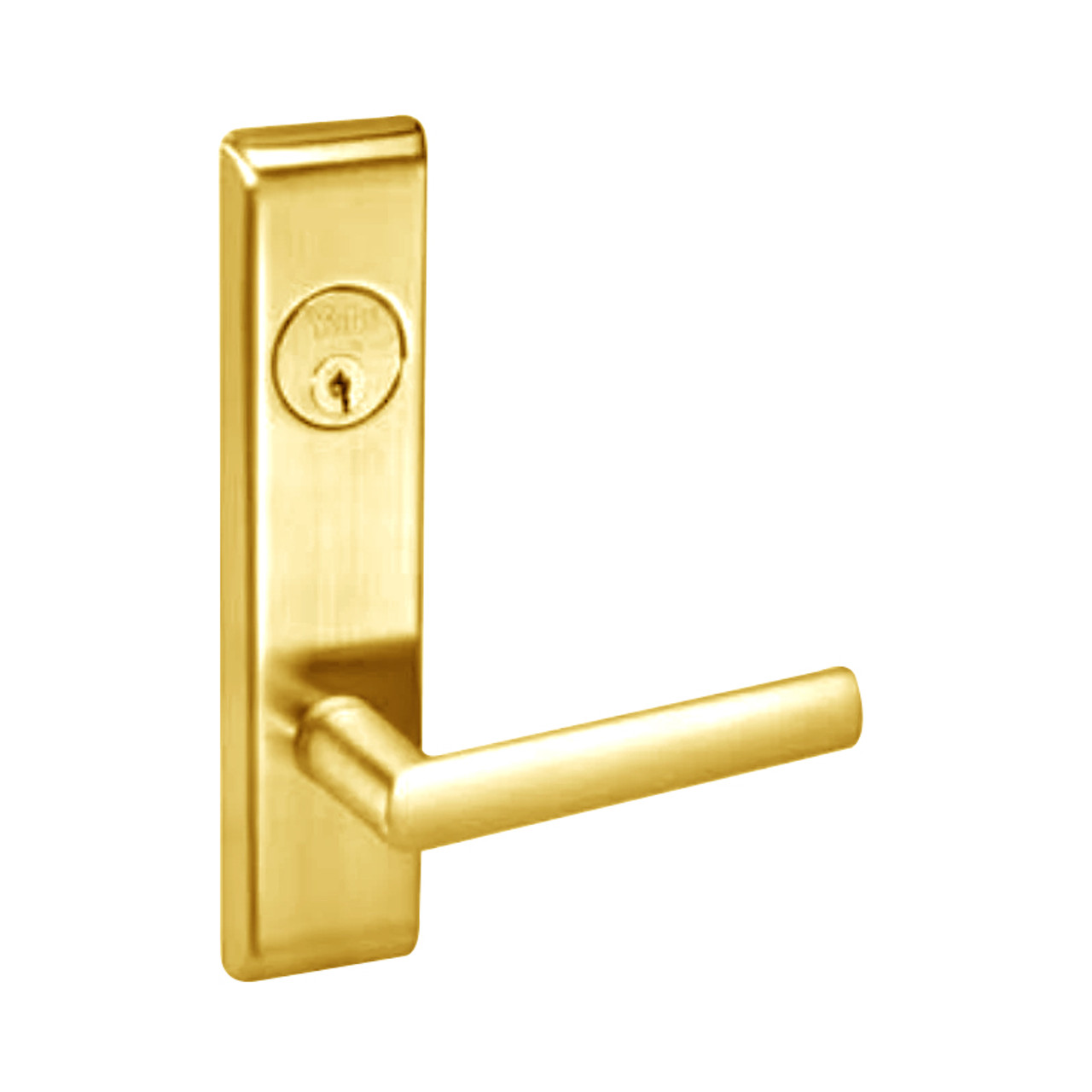VICN8860FL-605-SFICLC Yale 8800FL Series Single Cylinder with Deadbolt Mortise Entrance or Storeroom Lock with Indicator with Virginia Lever Lock Prepped SFIC in Bright Brass