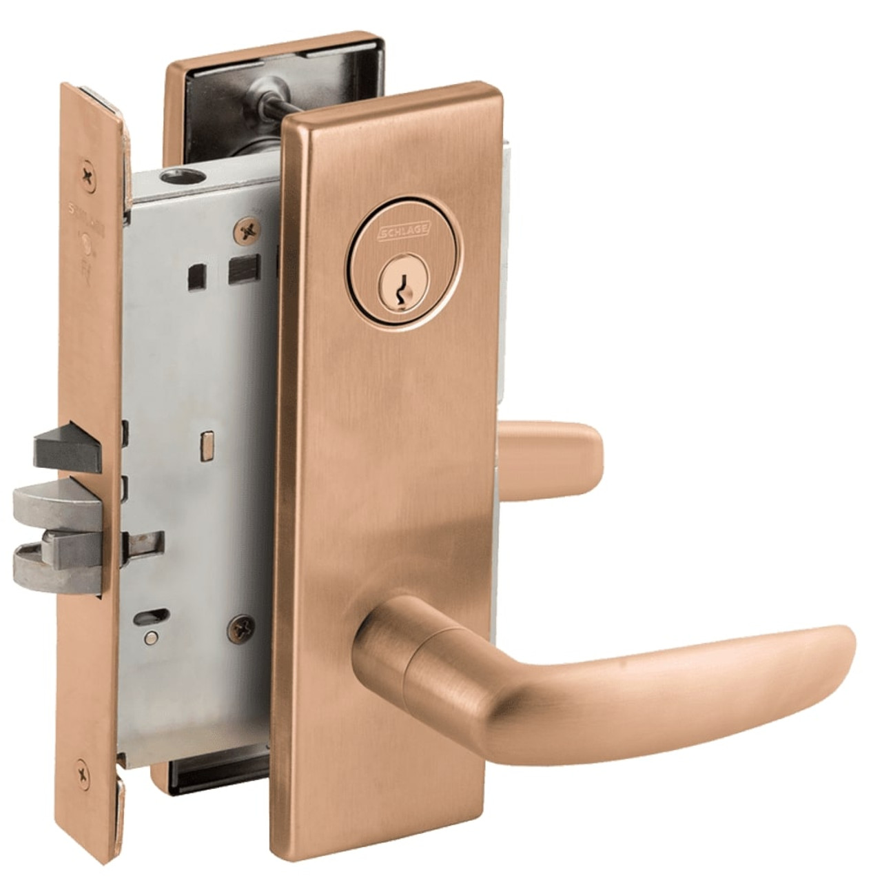L9076P-07N-612 Schlage L Series Classroom Holdback - Latchbolt Monitor Mortise Lock with 07 Cast Lever Design in Satin Bronze