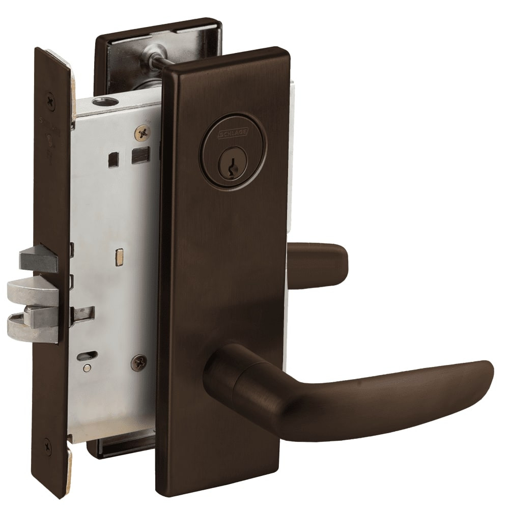 L9076P-07N-613 Schlage L Series Classroom Holdback - Latchbolt Monitor Mortise Lock with 07 Cast Lever Design in Oil Rubbed Bronze