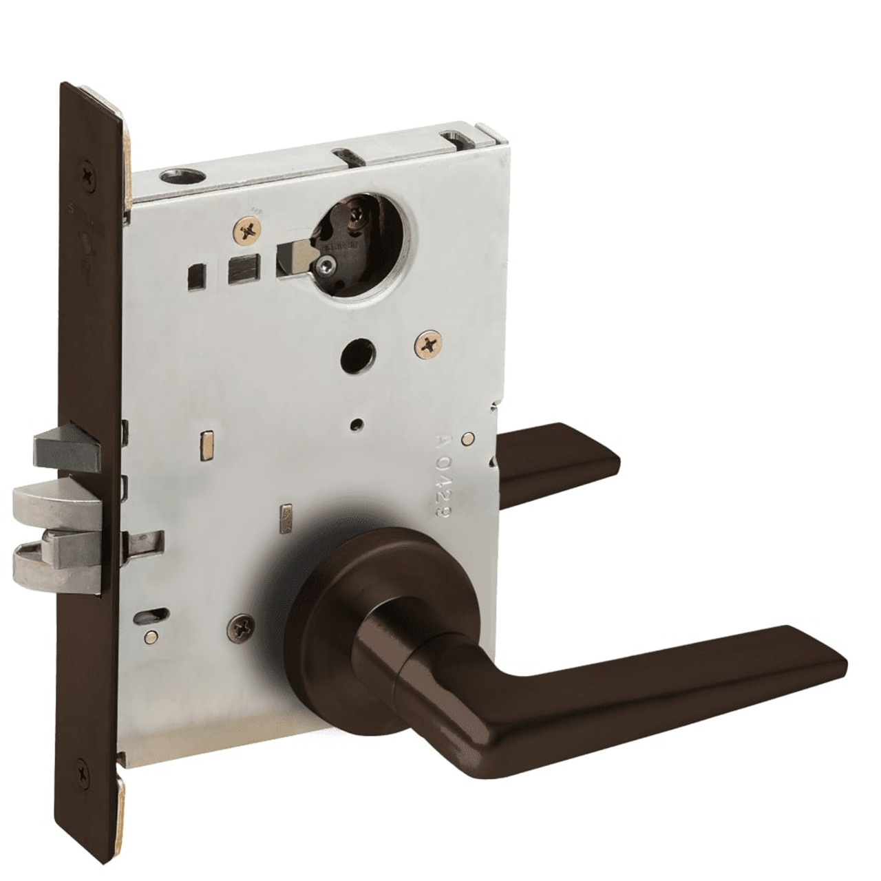 L9076L-05A-613-LX Schlage L Series Less Cylinder Classroom Holdback - Latchbolt Monitor Lock with 05 Cast Lever Design in Oil Rubbed Bronze