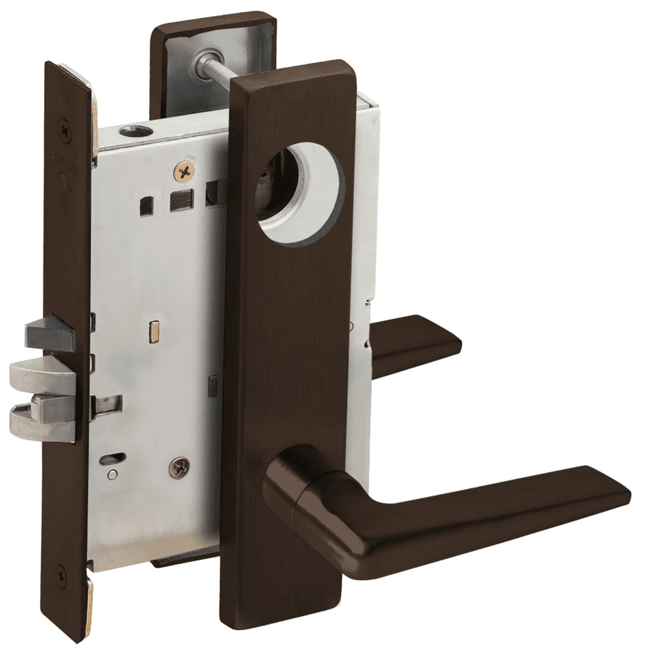L9076L-05L-613-RX Schlage L Series Less Cylinder Classroom Holdback - Request to Exit Mortise Lock with 05 Cast Lever Design in Oil Rubbed Bronze