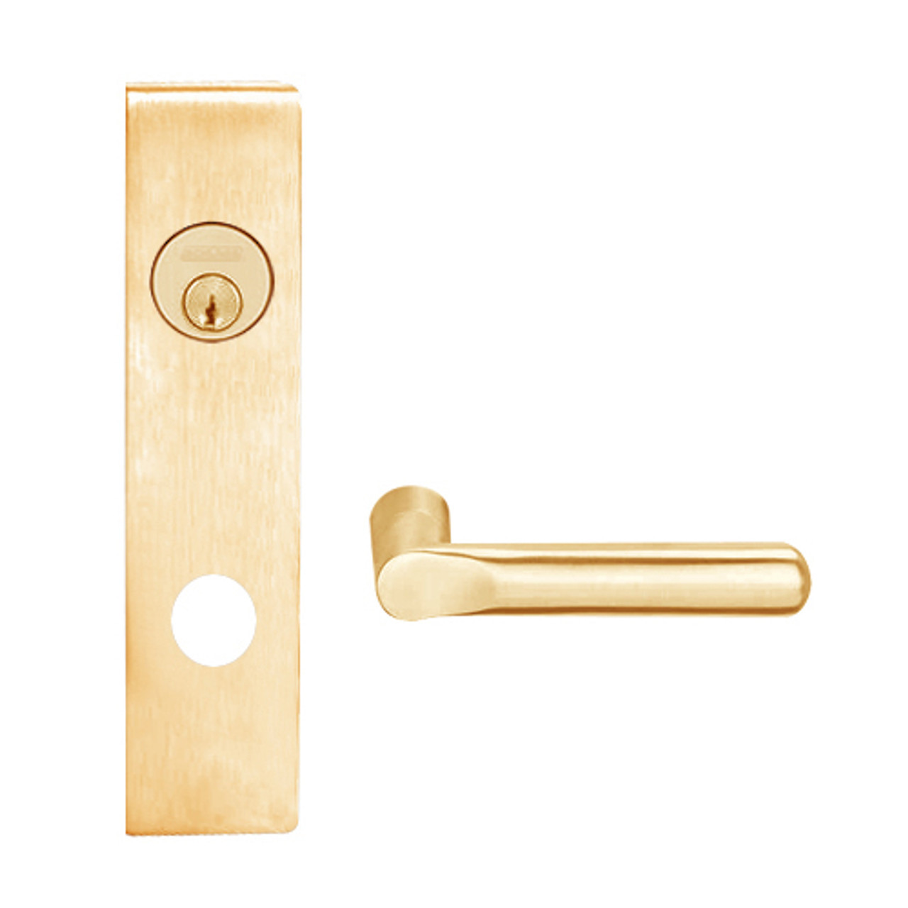 L9076L-18L-612-RX Schlage L Series Less Cylinder Classroom Holdback - Request to Exit Mortise Lock with 18 Cast Lever Design in Satin Bronze