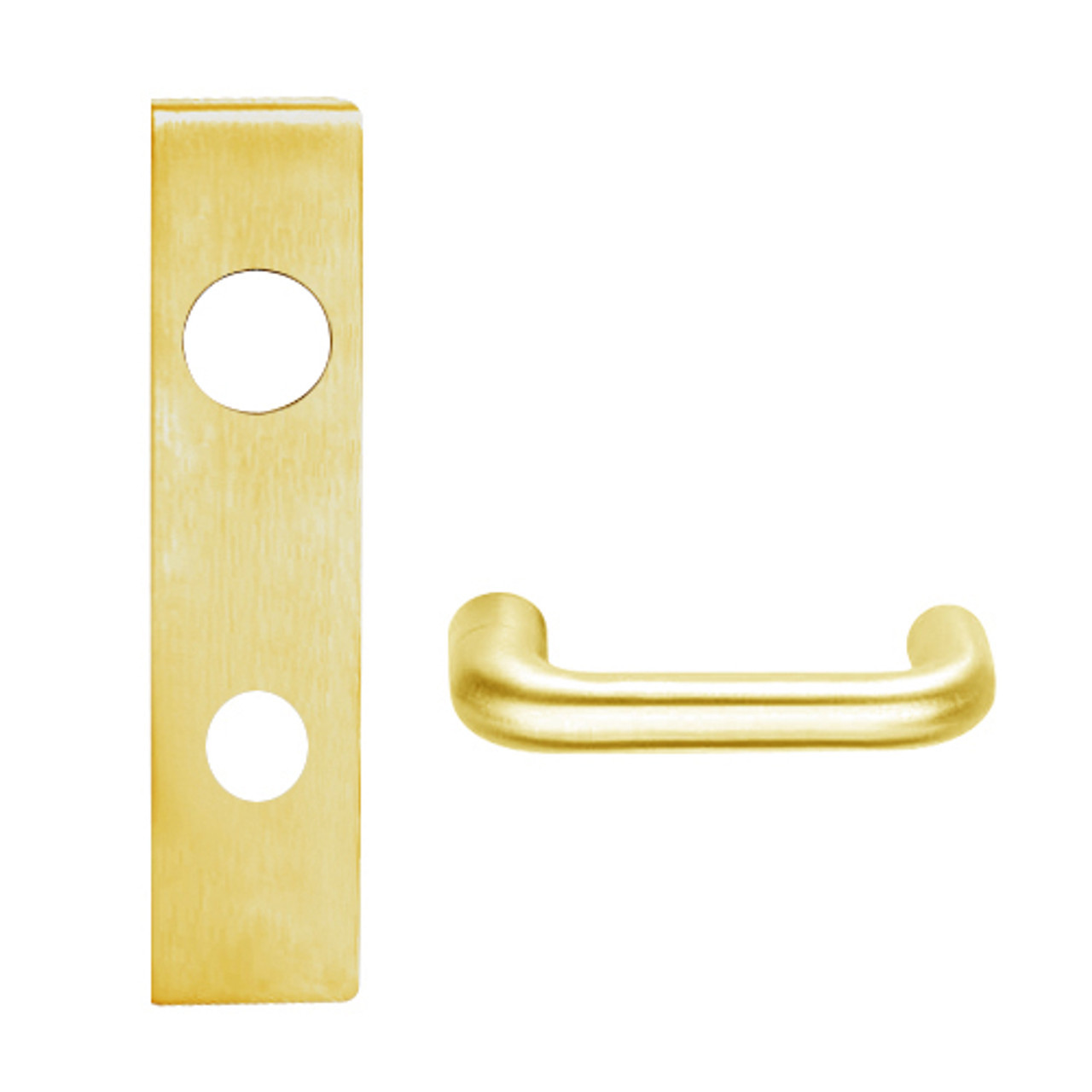 L9076J-03L-605 Schlage L Series Classroom Holdback Mortise Lock with 03 Cast Lever Design Prepped for FSIC in Bright Brass