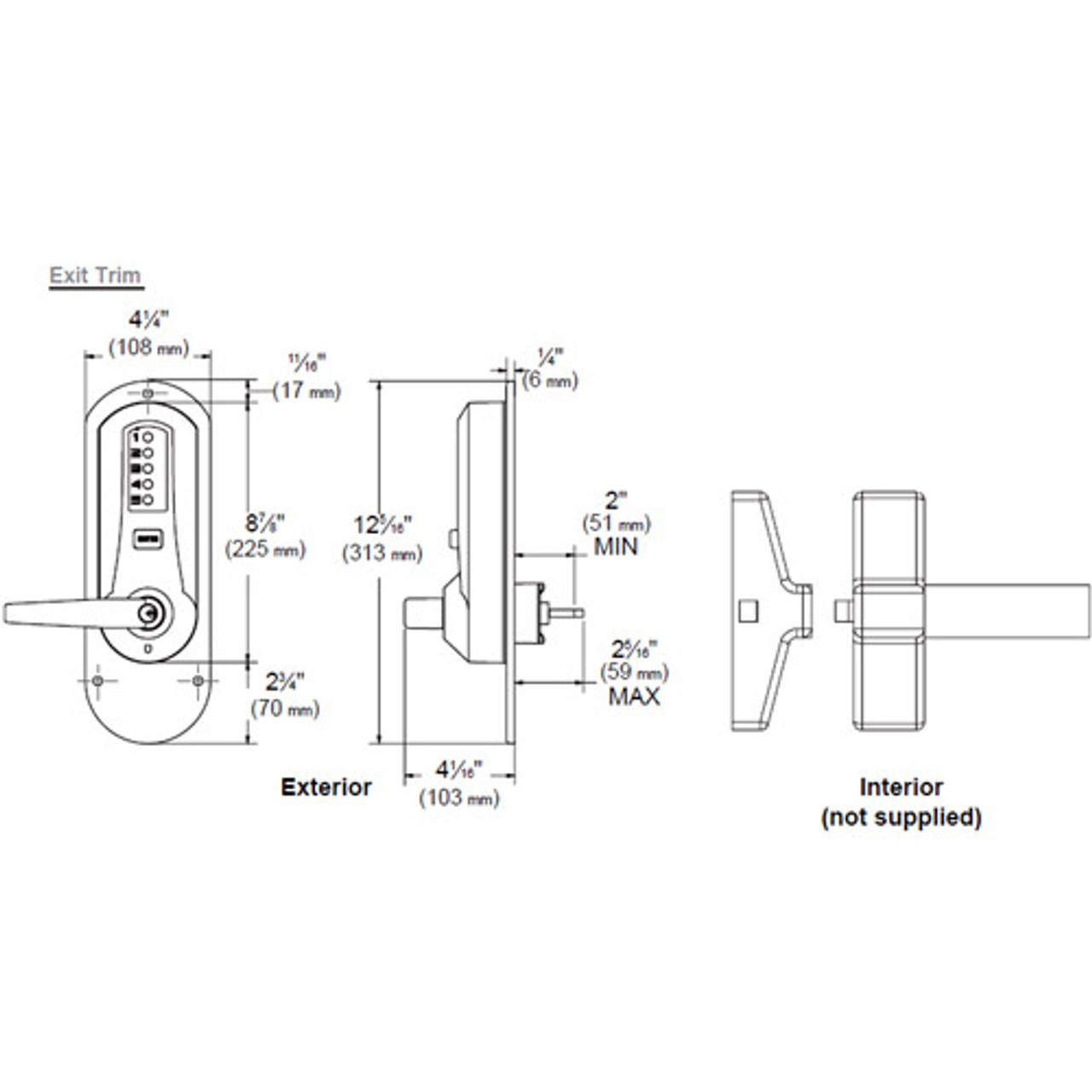 5011XKWL-026-41 Simplex Pushbutton Lever Lock with Kaba key