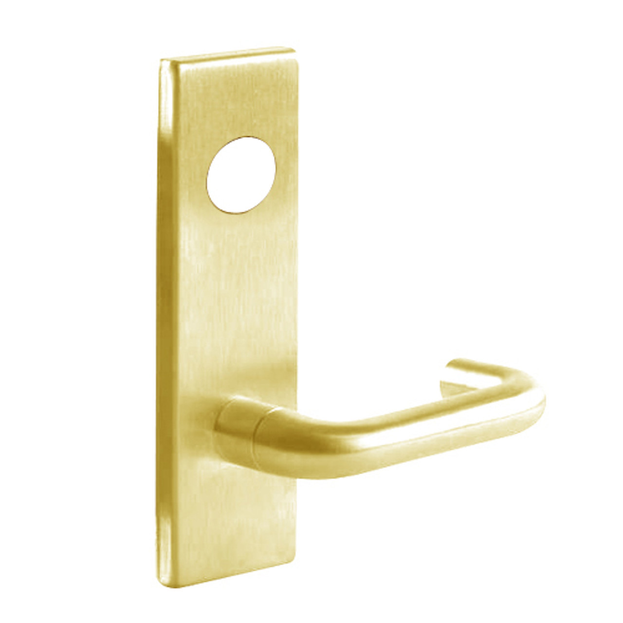 L9076J-03N-605 Schlage L Series Classroom Holdback Mortise Lock with 03 Cast Lever Design Prepped for FSIC in Bright Brass