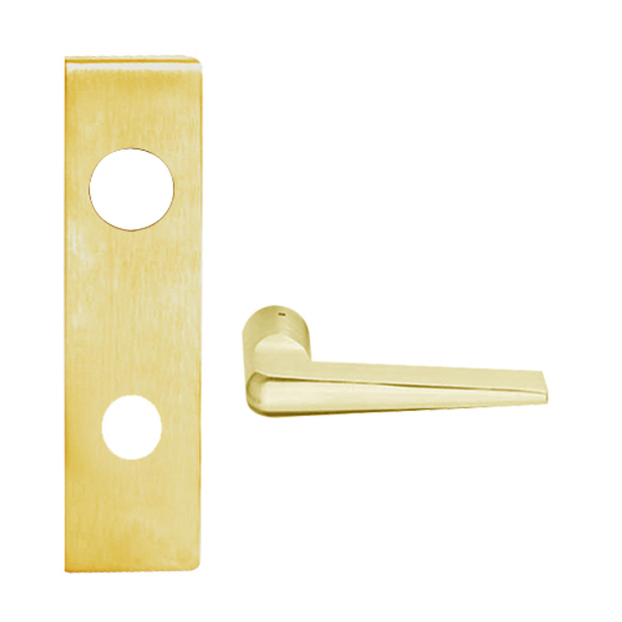 L9076J-05N-605 Schlage L Series Classroom Holdback Mortise Lock with 05 Cast Lever Design Prepped for FSIC in Bright Brass