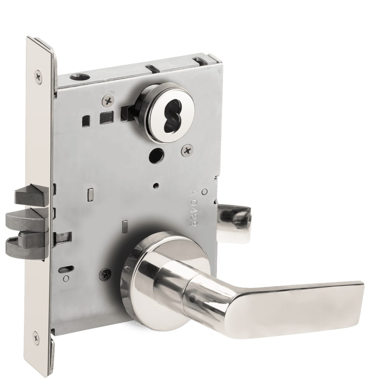 L9076J-01A-625-RX Schlage L Series Classroom Holdback - Request to Exit Mortise Lock with 01 Cast Lever Design Prepped for FSIC in Bright Chrome