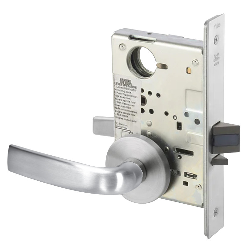 JNR8805FL-626-ICLC Yale 8800FL Series Single Cylinder Mortise Storeroom/Closet Locks with Jefferson Lever Lock Prepped LFIC in Satin Chrome