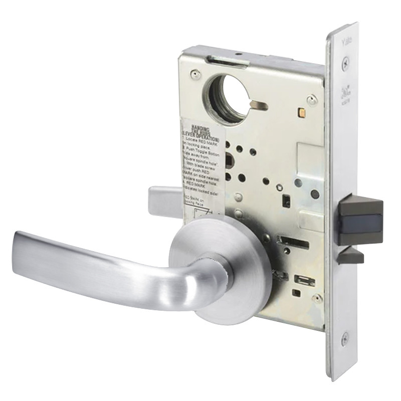 JNR8861FL-625-ICLC Yale 8800FL Series Single Cylinder with Deadbolt Mortise Dormitory or Storeroom Lock with Indicator with Jefferson Lever Lock Prepped LFIC in Bright Chrome