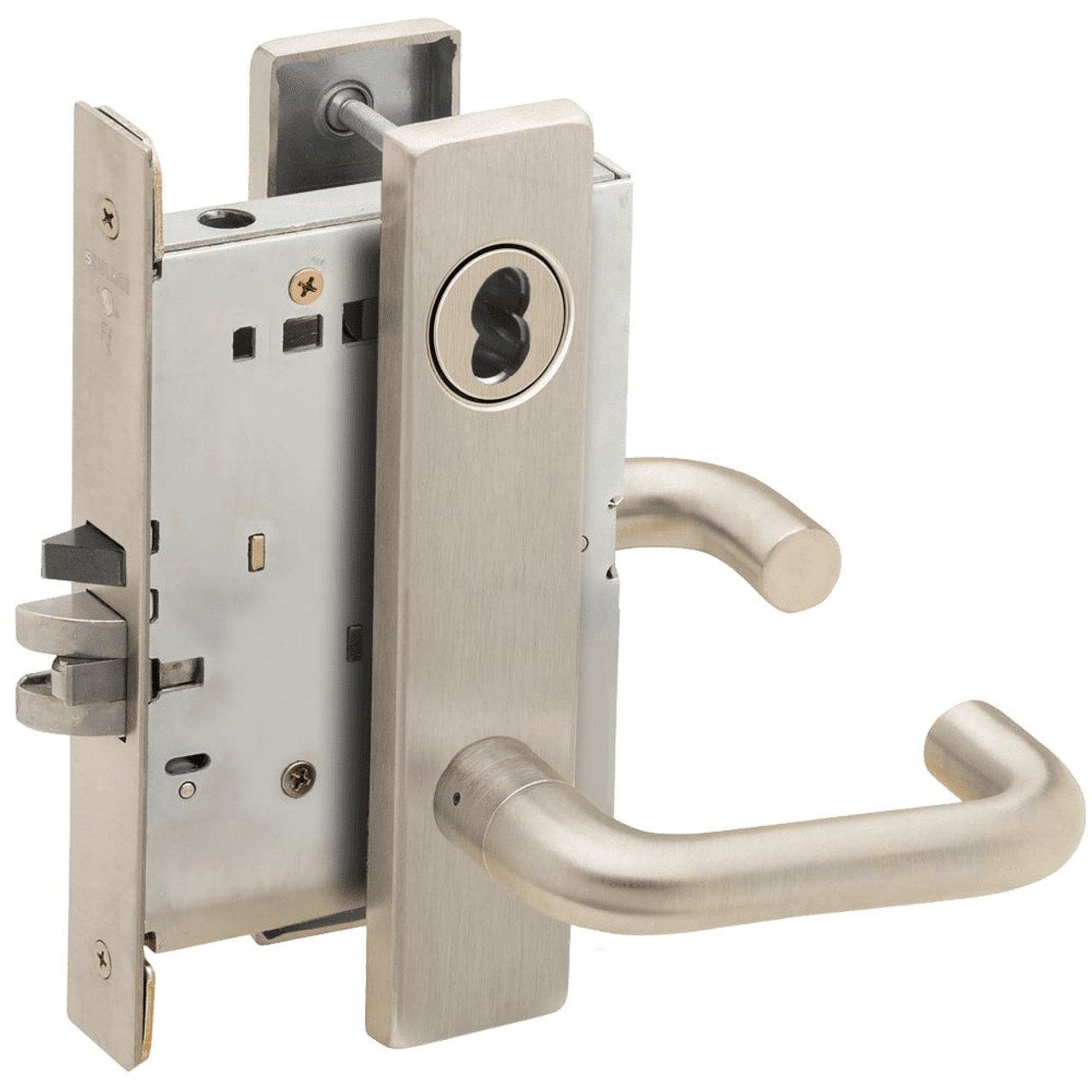 L9076J-03L-619-RX Schlage L Series Classroom Holdback - Request to Exit Mortise Lock with 03 Cast Lever Design Prepped for FSIC in Satin Nickel