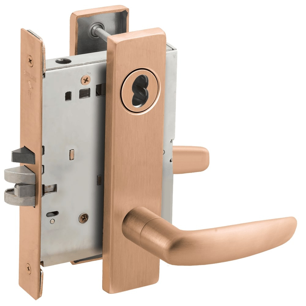 L9076J-07L-612-LX Schlage L Series Classroom Holdback - Latchbolt Monitor Mortise Lock with 07 Cast Lever Design Prepped for FSIC in Satin Bronze