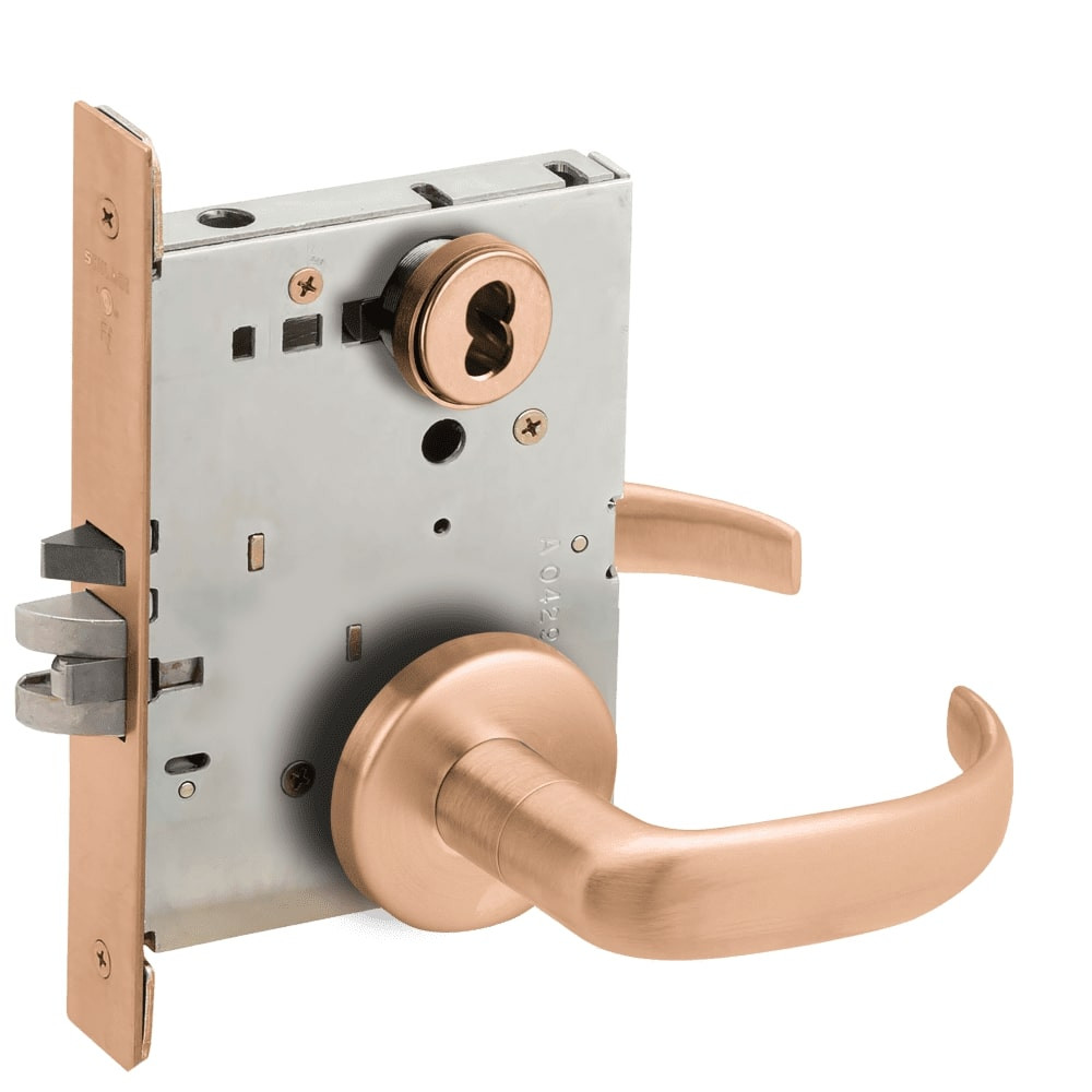 L9076B-17B-612-RX Schlage L Series Classroom Holdback - Request to Exit Mortise Lock with 17 Cast Lever Design Prepped for SFIC in Satin Bronze