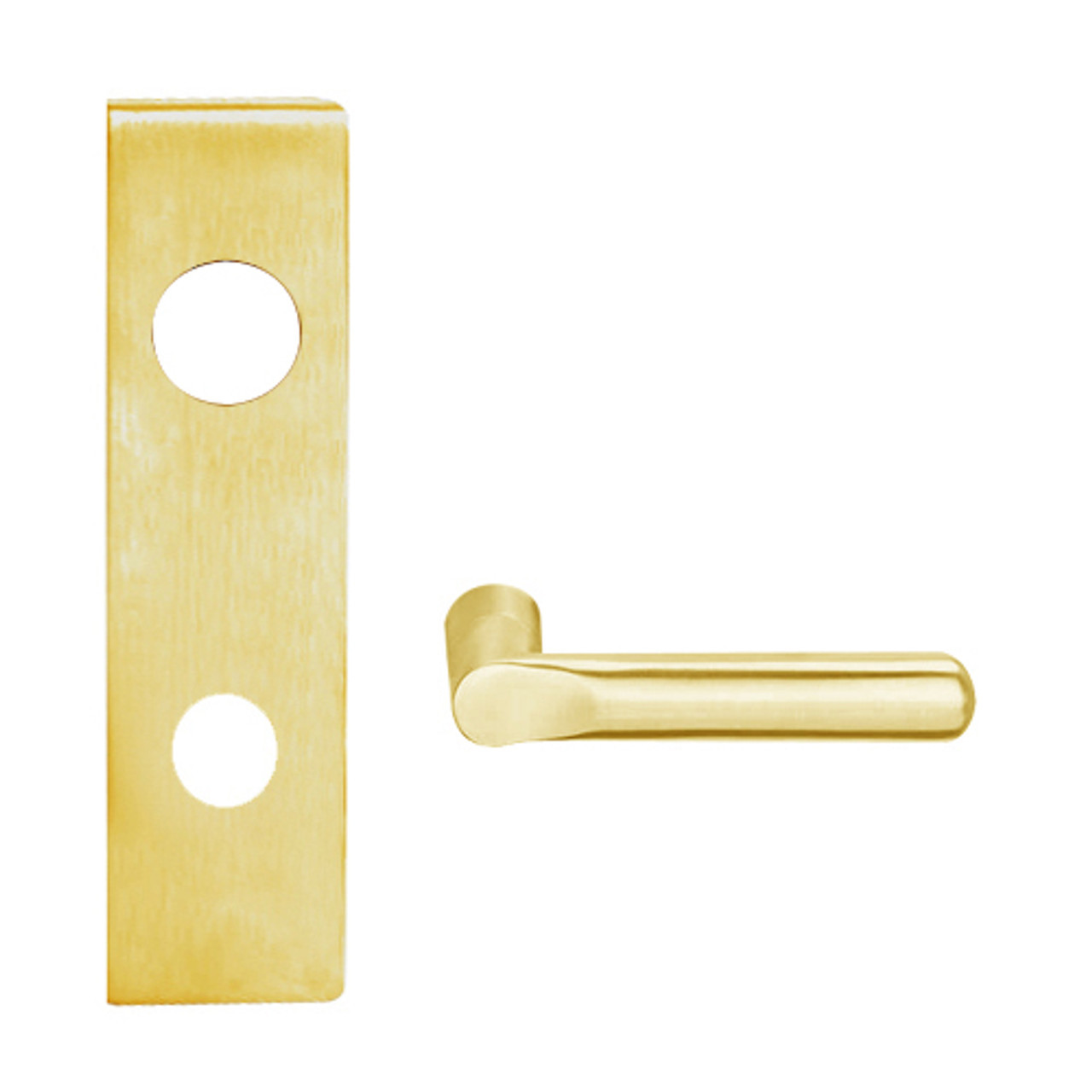 L9076B-18N-605 Schlage L Series Classroom Holdback Mortise Lock with 18 Cast Lever Design Prepped for SFIC in Bright Brass