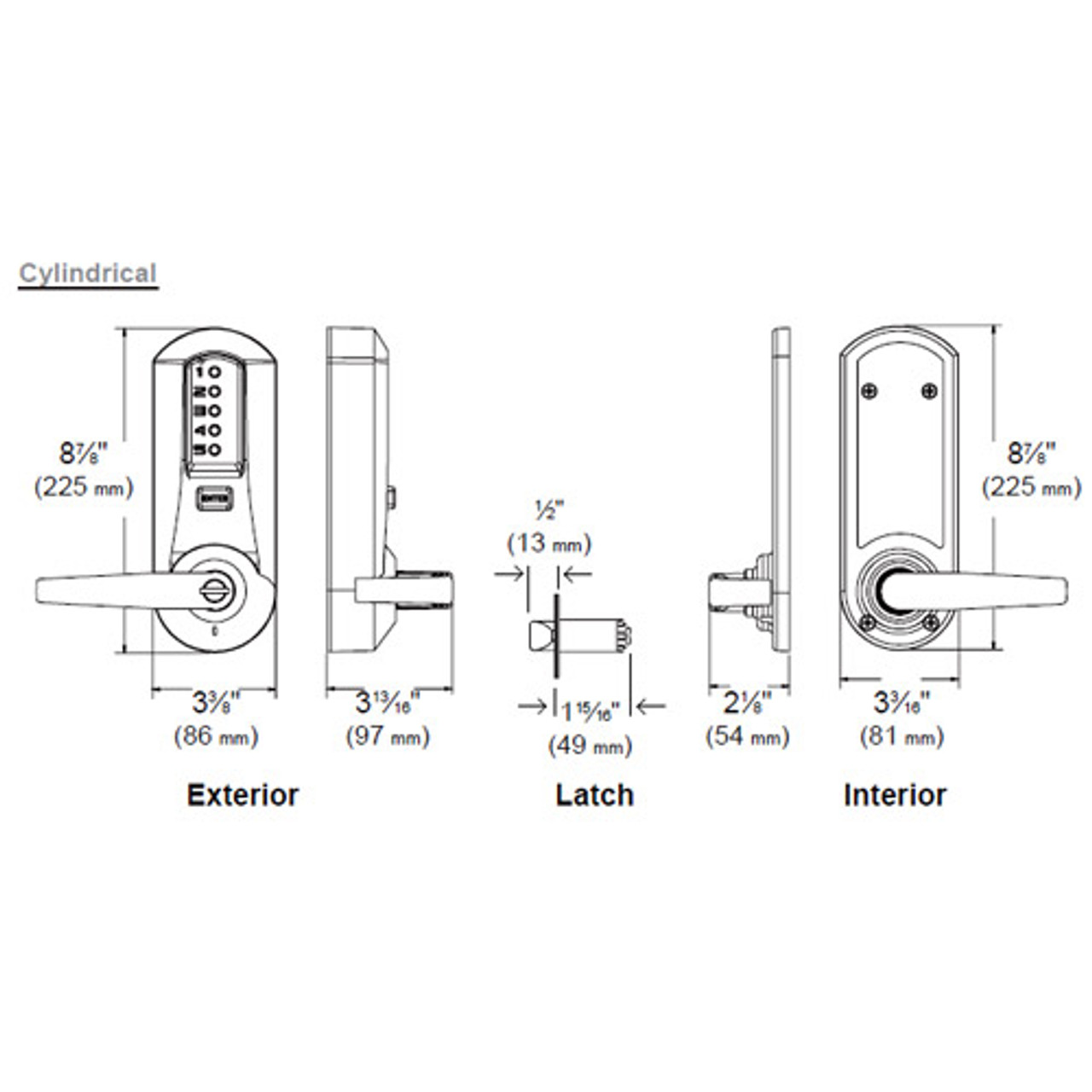 Kaba 5021XKWL-26D-41 Cylindrical Push Button Lock With Lever Xk Ko