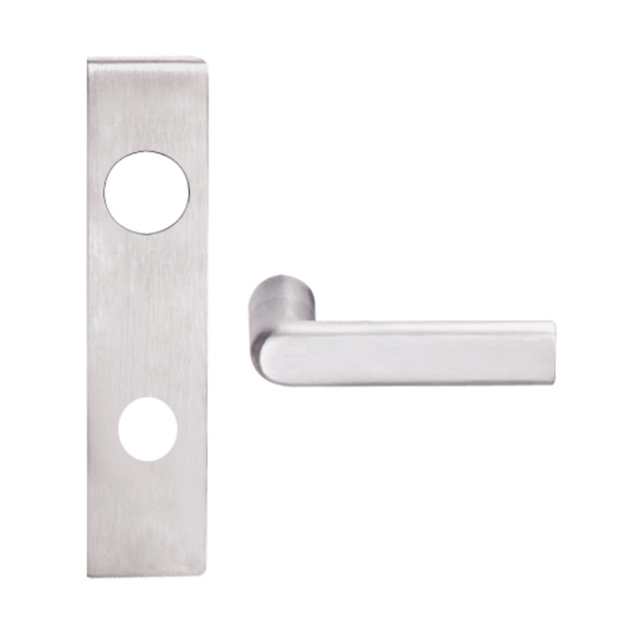 L9076B-OME-L-629 Schlage L Series Classroom Holdback Mortise Lock with Omega Lever Design Prepped for SFIC in Bright Stainless Steel