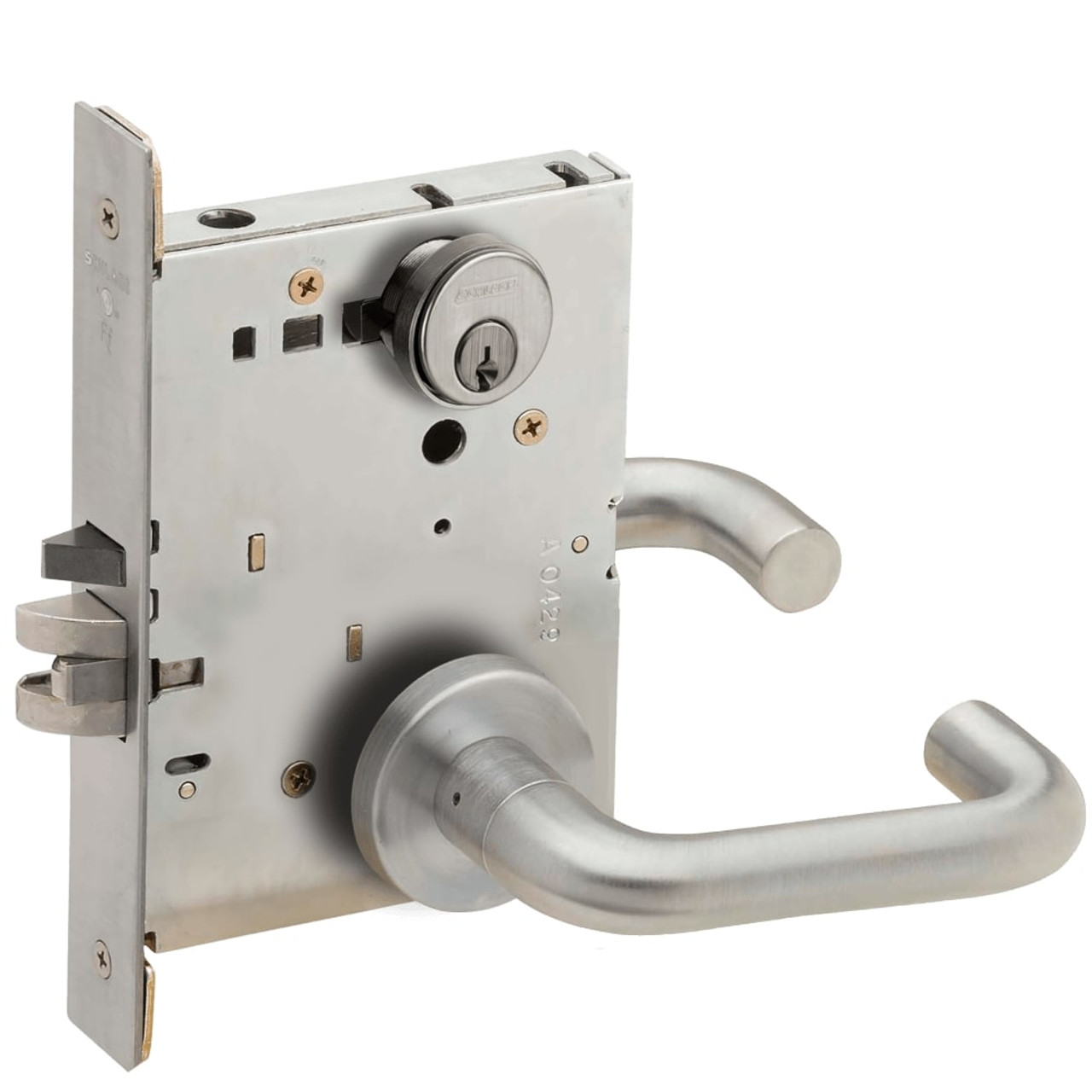LV9070P-03A-630 Schlage L Series Vandlgard - Classroom Commercial Mortise Lock with 03 Cast Lever Design in Satin Stainless Steel