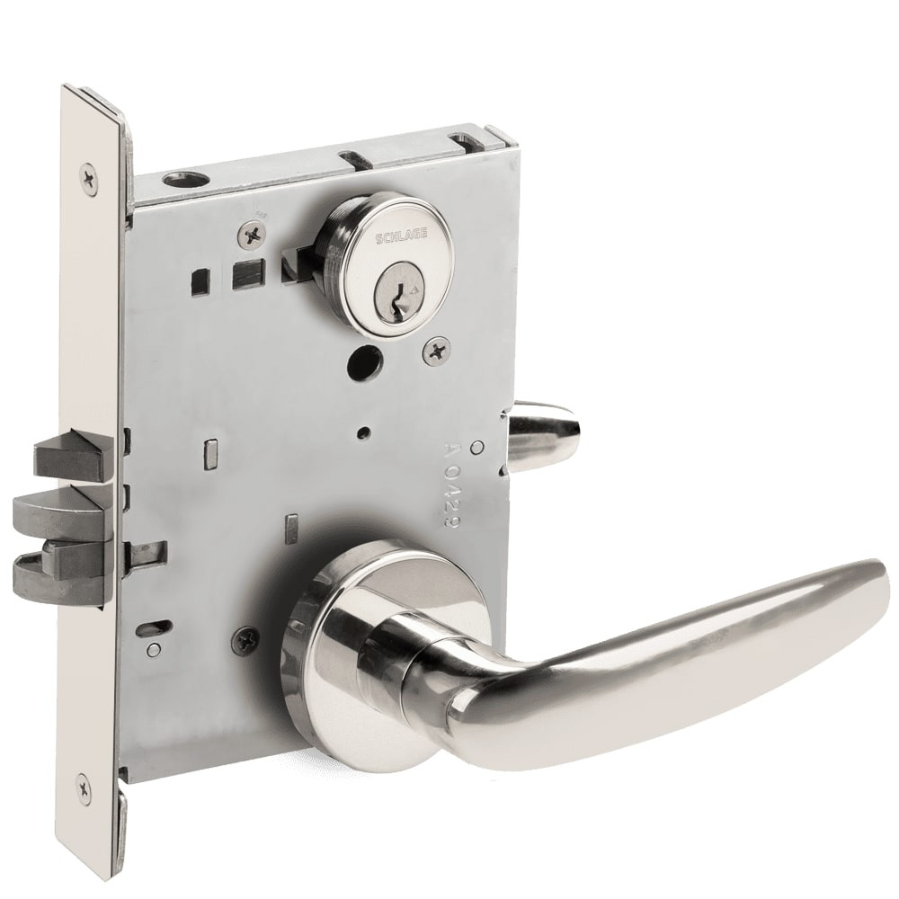 LV9070P-07A-629 Schlage L Series Vandlgard - Classroom Commercial Mortise Lock with 07 Cast Lever Design in Bright Stainless Steel