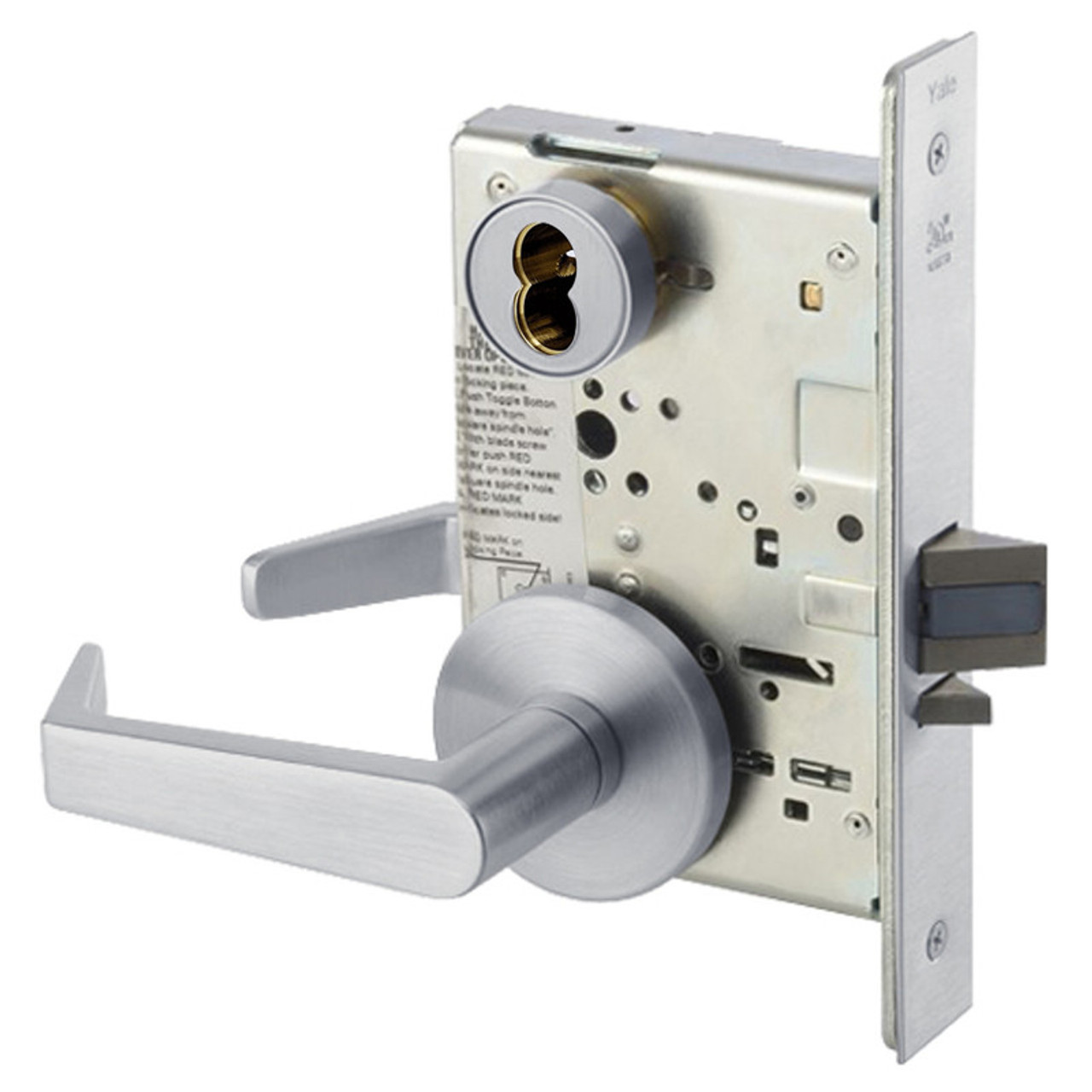 AUR8805FL-626-ICLC-MELR-REX Yale 8800FL Series Single Cylinder Mortise Storeroom/Closet Locks with Augusta Lever Lock Prepped for LFIC in Satin Chrome