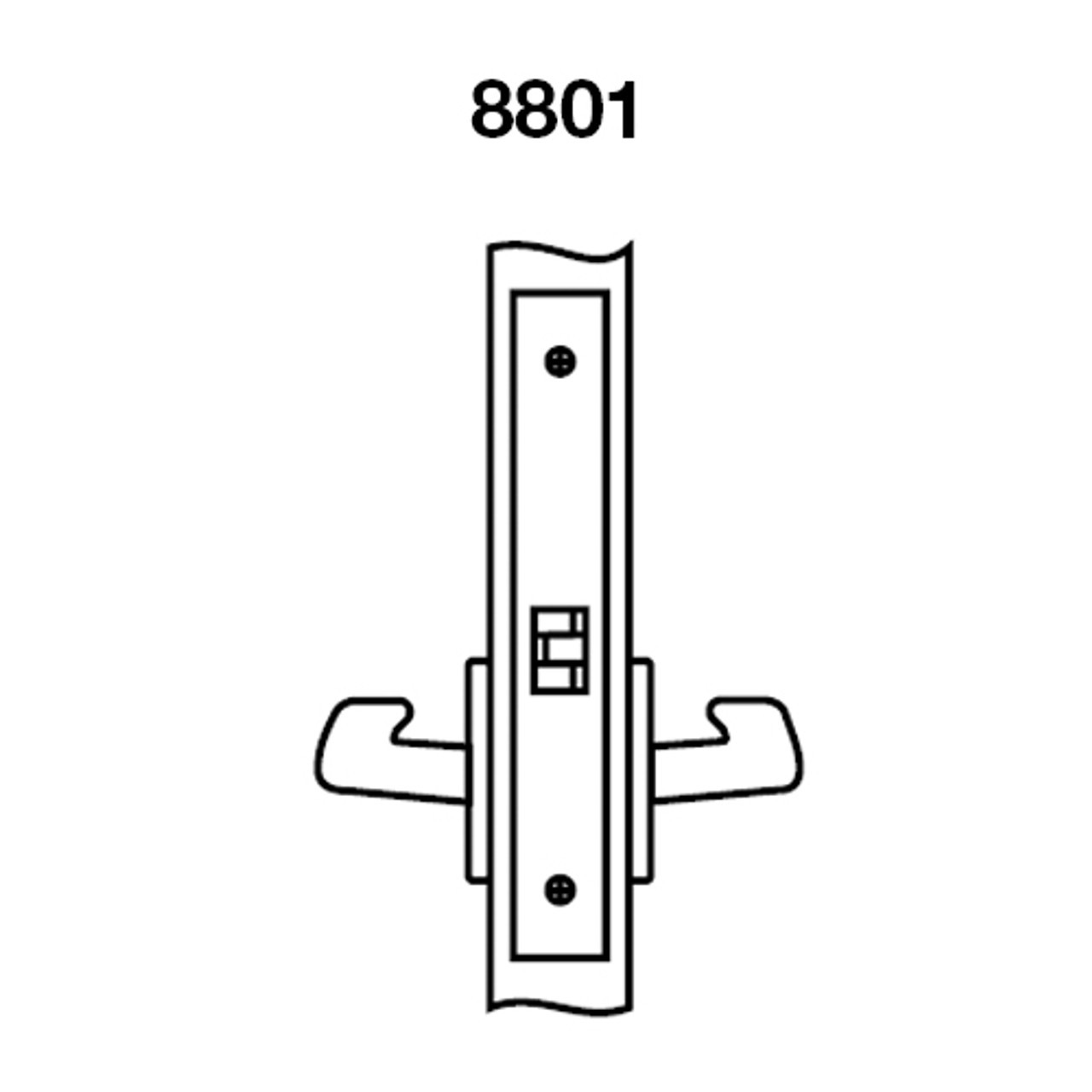 CRR8801FL-606-MELR Yale 8800FL Series Non-Keyed Mortise Passage Locks with Carmel Lever in Satin Brass