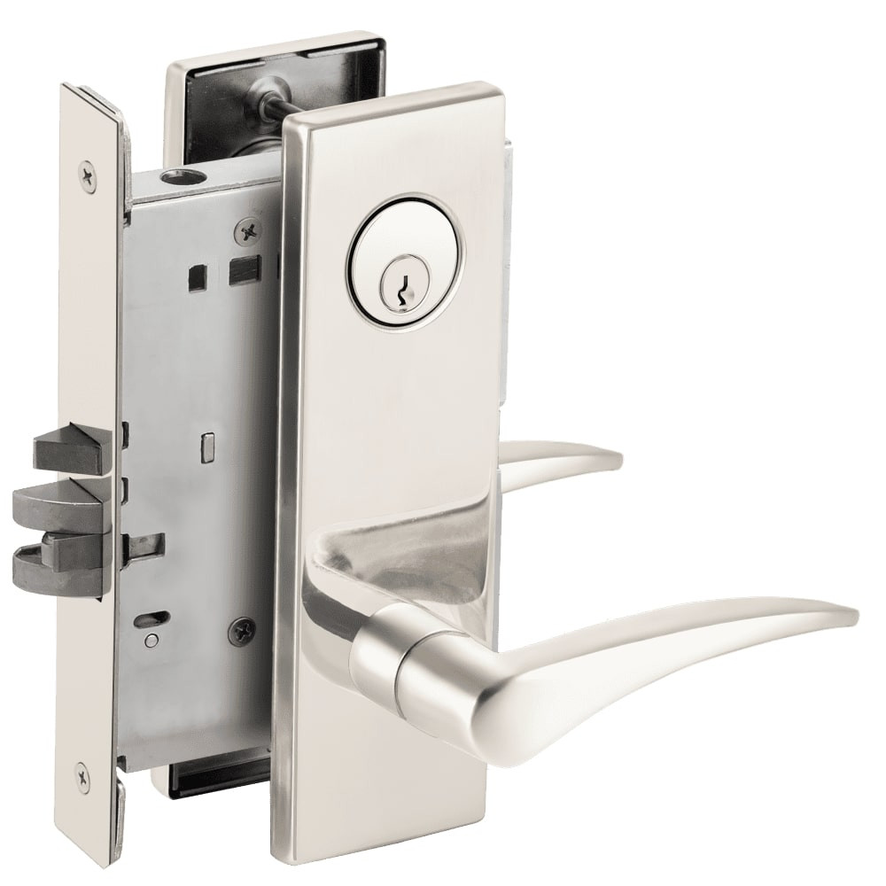 LV9070P-12N-625-LH-RX Schlage L Series Vandlgard - Classroom Commercial - Request to Exit Mortise Lock with 12 Cast Lever Design in Bright Chrome