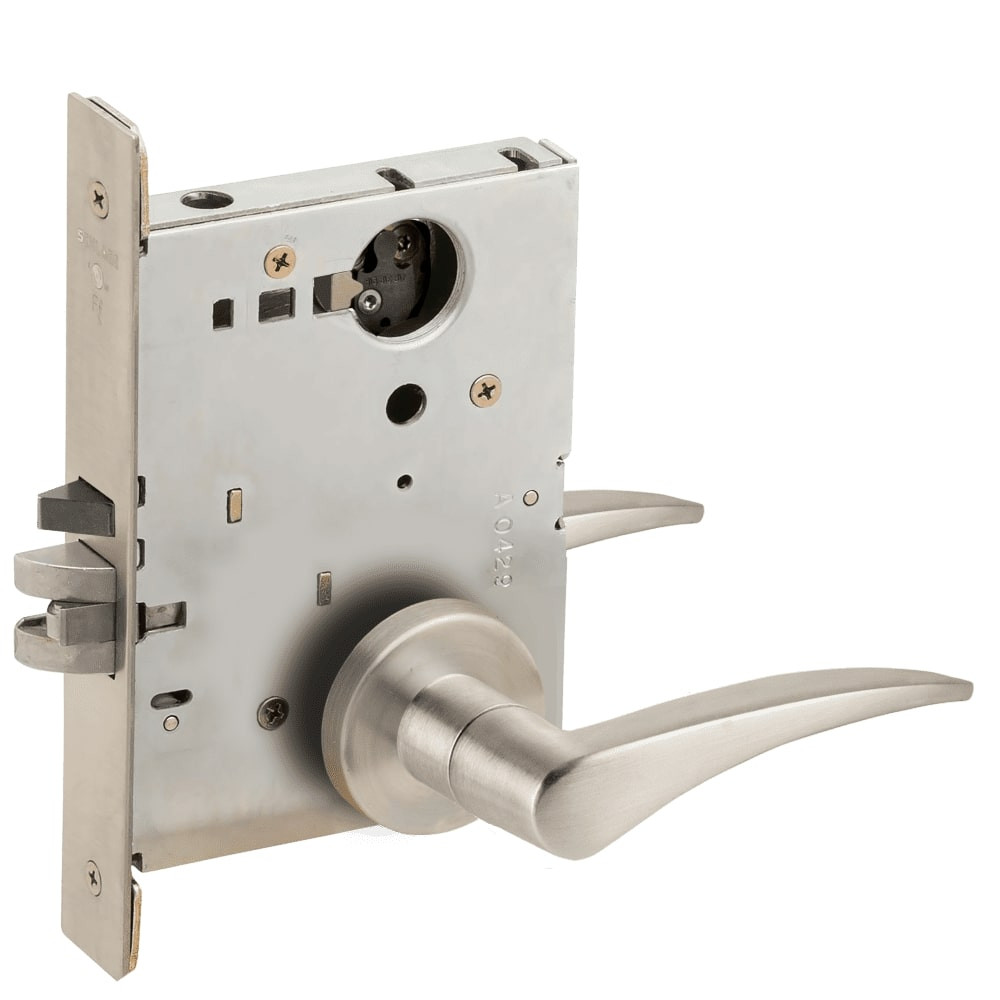 LV9070L-12A-619-RH Schlage L Series Vandlgard - Less Cylinder Classroom Commercial Mortise Lock with 12 Cast Lever Design in Satin Nickel