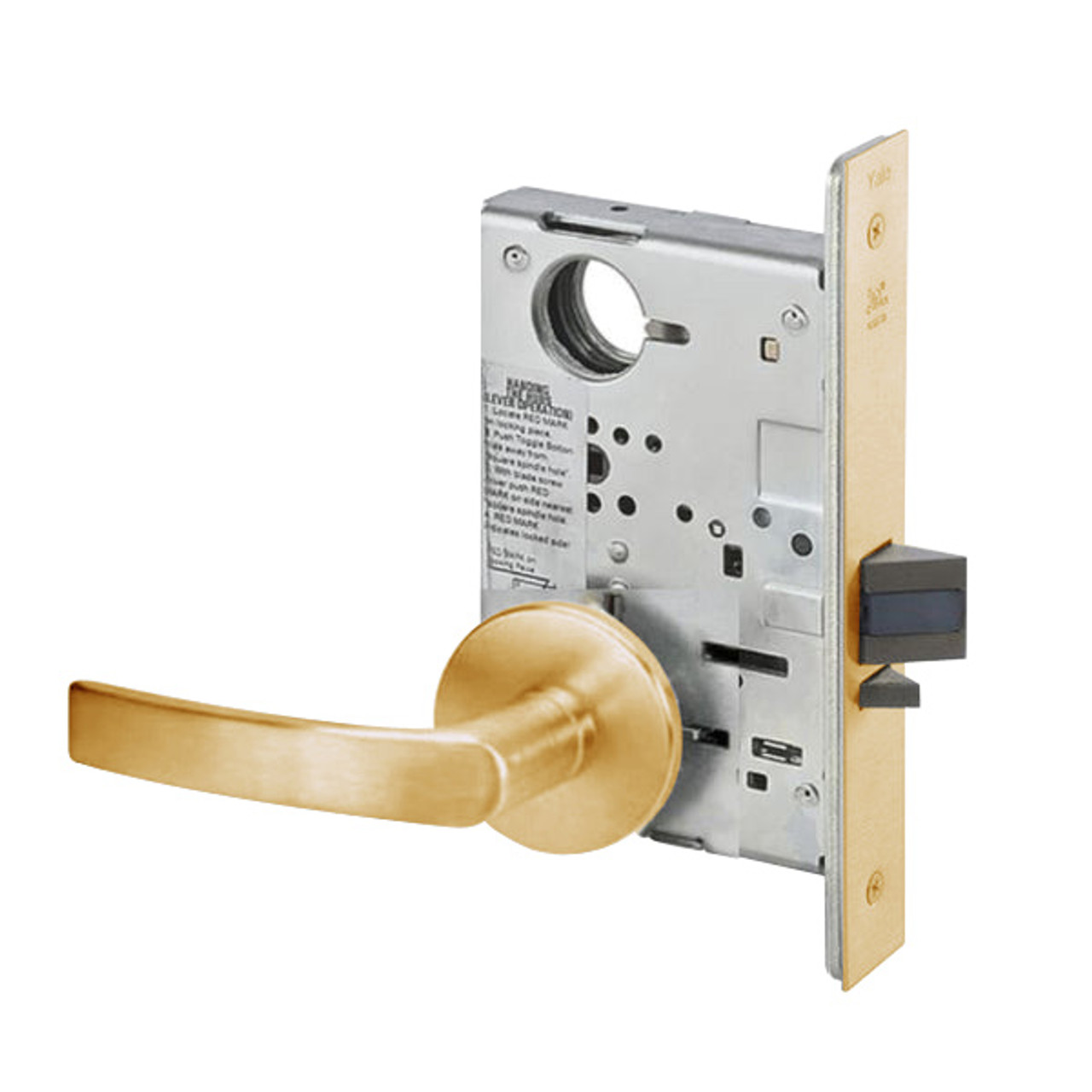 MOR8805FL-612-LC-MELR-REX Yale 8800FL Series Less Cylinder Mortise Storeroom/Closet Locks - Request to Exit Switch with Monroe Lever in Satin Bronze